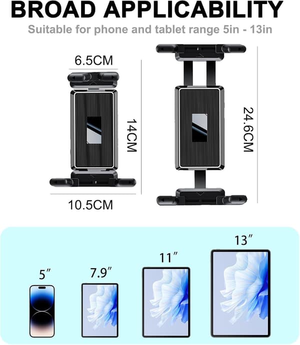 Bil Tablet Holder, 360° Roterbar Justerbar Til 5\"-13\" Telefon Tablets