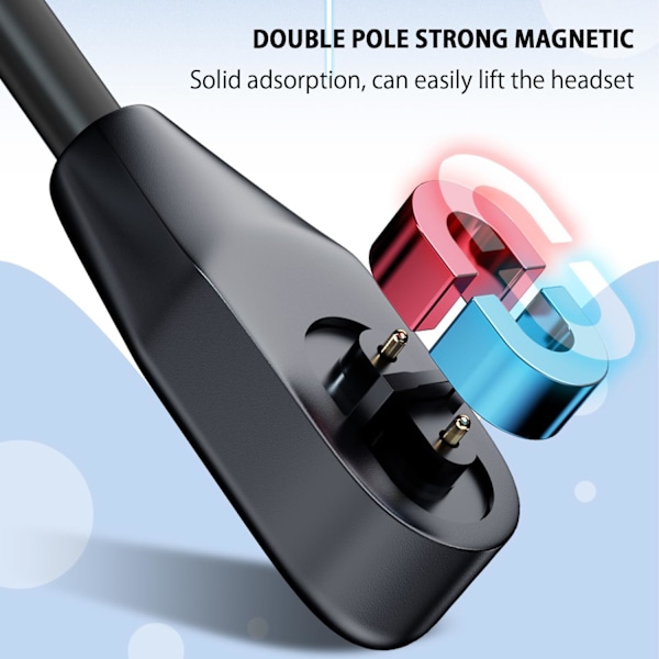 Oplader til Shokz As800/S803/S810, USB magnetisk ladekabel (Sort/1M)