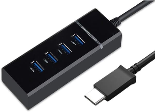USB C Hub Multiport Adapter, 4-porters USB 3.0 Hub (kabellengde 30 cm)
