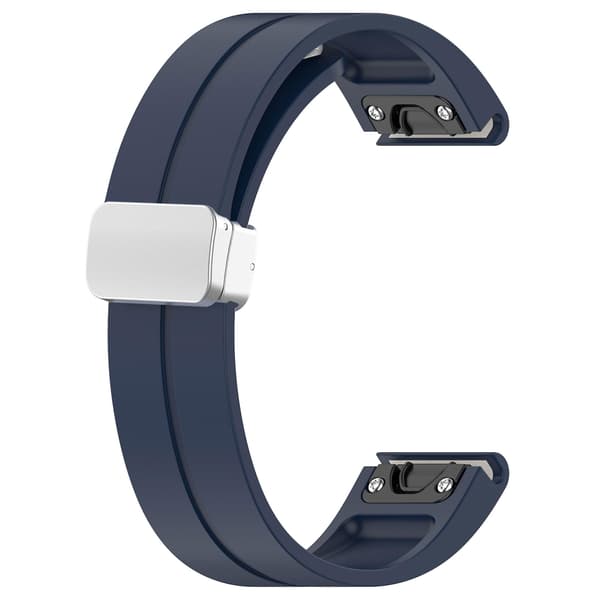 Silikon 26mm Fällbart Silver Spänne Klockarmband För Garmin Fenix 7x/7x Solar/tactix 7 Pro Midnight Blue