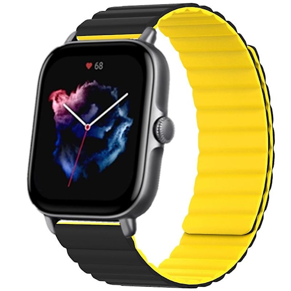 Silikon 20mm magnetisk sportsarmbånd for Huami Amazfit Gts 4/3/2/1/mini Black Yellow