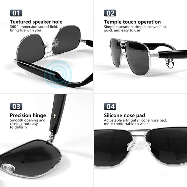Smarte briller Gs02, Ip4 vanntette trådløse stereo Bluetooth-hodetelefoner (lys brun)