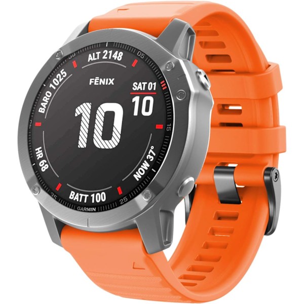Kompatibel med Fenix 6X/7X Band 26mm Easy-fit Mjukt Silikon Armbandsersättning för Fenix 5X/Fenix 5X Plus/Fenix 3 Smartklockor (Svart) Orange
