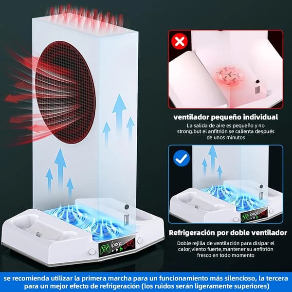 Køleventilator - Med hovedtelefonholder til Xbox Series S (sort)