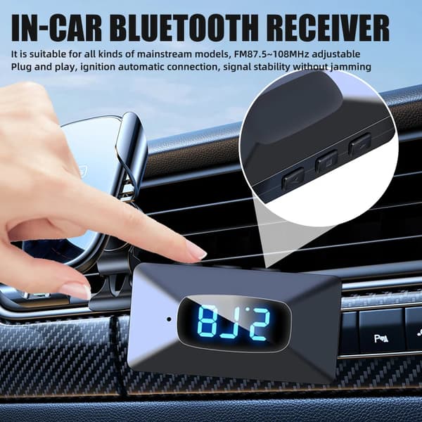 Bluetooth 5.4 -vastaanotin FM-lähetin handsfree-puheluilla