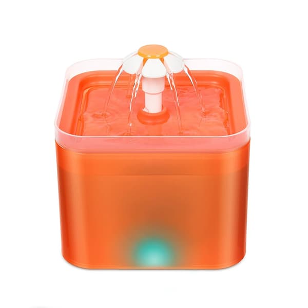 Automatisk springvand (Y-10) til kæledyr med LED-lys, 2L automatisk cirkulation (orange)