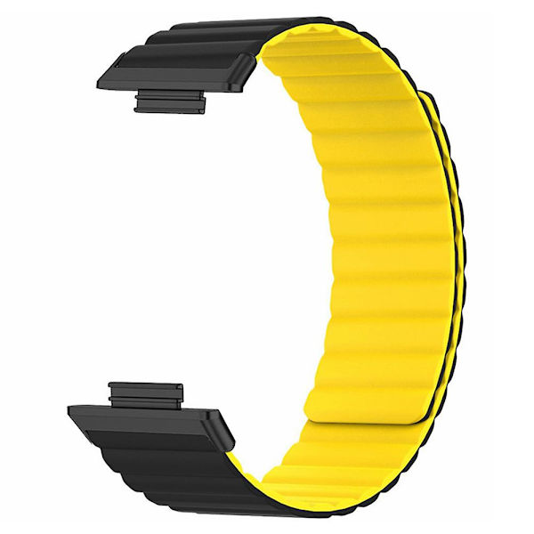 Magnetisk klockarmband i silikon, justerbart armband för Huawei Watch Fit 2 Black Yellow