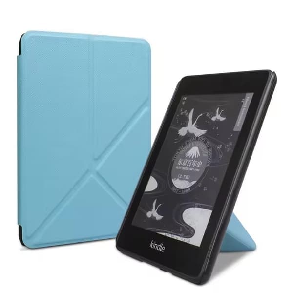 Etui - Til 7 tommer Kindle Paperwhite 12. generation 2024, deformerbar foldbar holder (himmelblå)