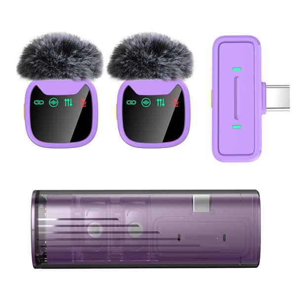 Lavalier-mikrofon, flere støjreduktioner med vindtæt fleece Purple Type-c