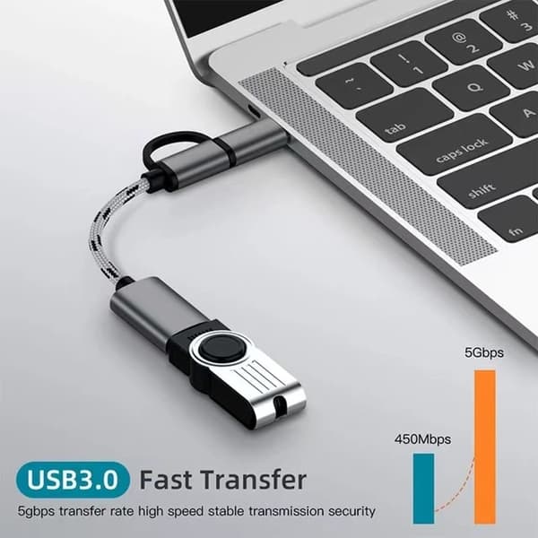 Adaptere 2-i-1 USB Hunn til Micro USB/TYPE-C OTG-kabel (Svart)