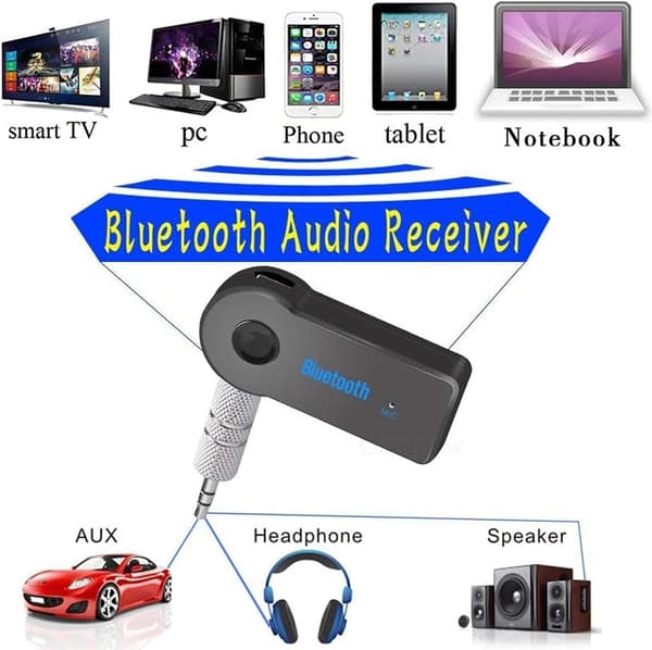 Bluetooth Aux Bilmottaker 3.0 med håndfrie samtaler, mottaker for å lytte til musikk