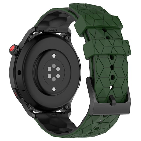 Klockarmband för Huami Amazfit GTR 4 46mm, fotbollsmönster tvåfärgat 22mm silikonklockarmband Army Green  Black