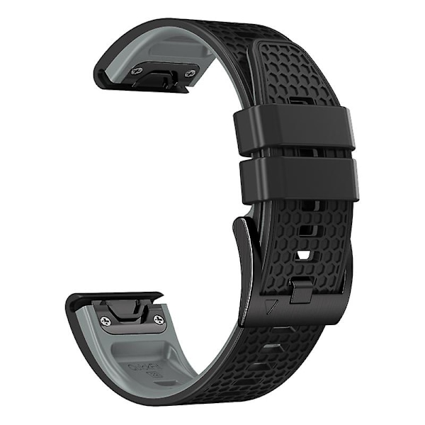 Dot Texture Silikonrem for Garmin Tactix 7 Pro / Fenix 7x / 6x Pro / 5x Plus, 26mm Dual-color klokkestropp Black Grey