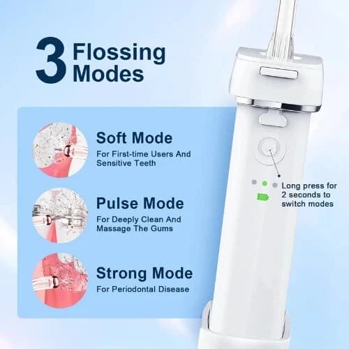 Oral Irrigator - 3 moduser tannvannstråle 140 ml vanntank 4 dyser, hvit