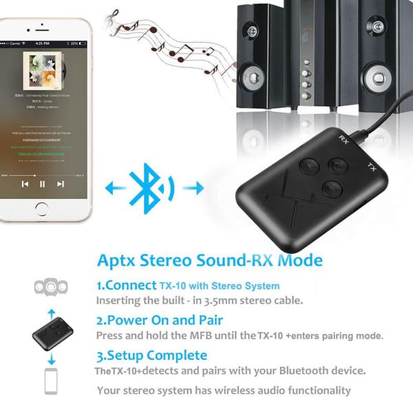 Bluetooth-mottaker 2-i-1 bilstereo Bluetooth 4.2-adapter 3.5 mm A2Dp stereo