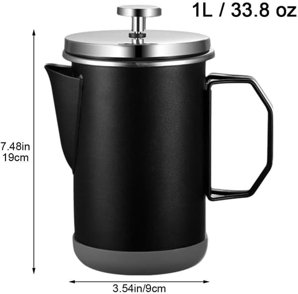 Kaffemaskine 34Oz Fransk Stempelkande i Rustfrit Stål Silver