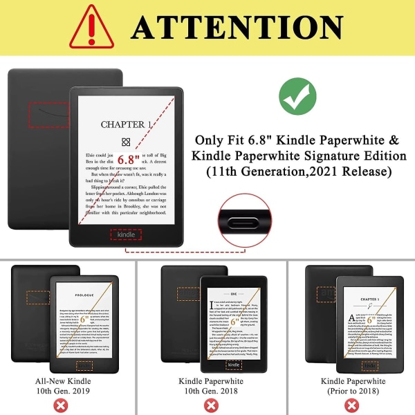 Deksel for Kindle Paperwhite 11. generasjon 2021 6,8 tommer med automatisk søvn og vekking