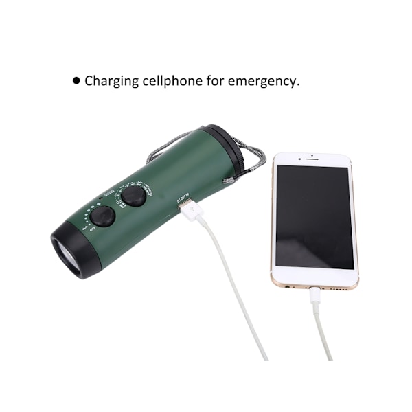 Multifunktionell Handvev LED Camping Nödlampa Radio Ficklampa Telefonladdare