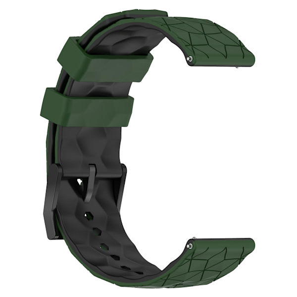 Klockarmband för Huami Amazfit GTR 4 46mm, fotbollsmönster tvåfärgat 22mm silikonklockarmband Army Green  Black