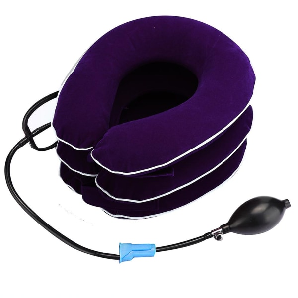 Uppblåsbar nackkrage för vuxna, nacksträckningsanordning för hemmet, dragstöd Purple