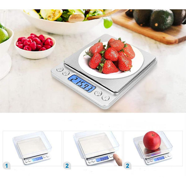 Digital gramvåg 500g 0,01g köksmatvåg Hög precision silver