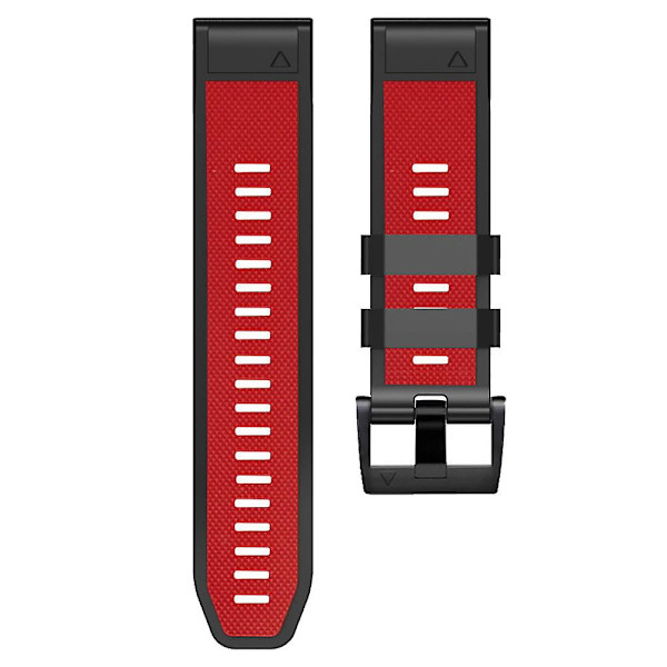 Diamanttekstur urrem til Garmin Tactix 7 Pro / Fenix 7X / 6X Pro / 5X Plus, 26mm tofarget silikonesportsrem Red Black
