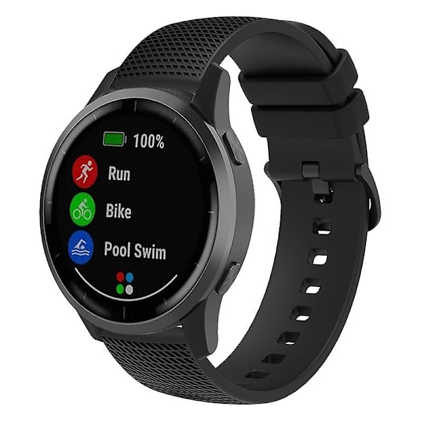 18mm ruudullinen silikonihihna Garmin Venu 3s / Forerunner 265s -kellolle Black