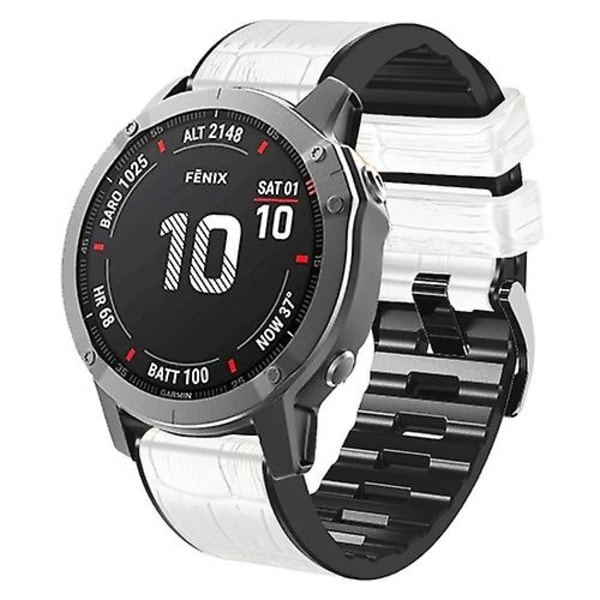 Garmin Fenix ​​7x/6x Pro/tactix 7 26mm krokotiilirakenne silikoninahkainen watch RZW White