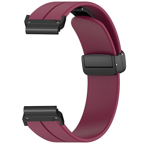 Til Garmin Fenix 7 / 6 / 5 22mm Rem til håndled Fleksibelt silikoneur med magnetisk spænde Wine Red