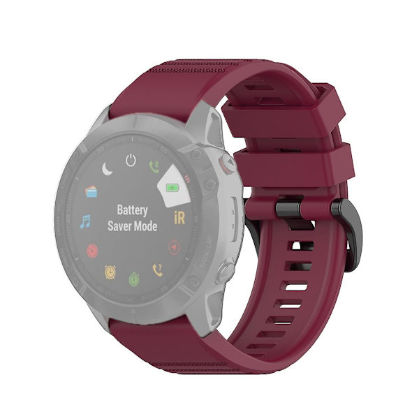 Offisiell teksturert klokkereim for Garmin Fenix 6X 26mm med plast knapp Wine Red