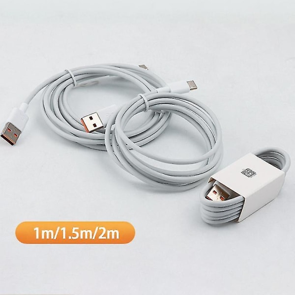 6a USB Type C-kabel for Samsung S20 S9 S8 Xiaomi Huawei P30 Pro Hurtiglading Mobiltelefon Ladeledning Hvit kabel Usb-lading 1m 6A
