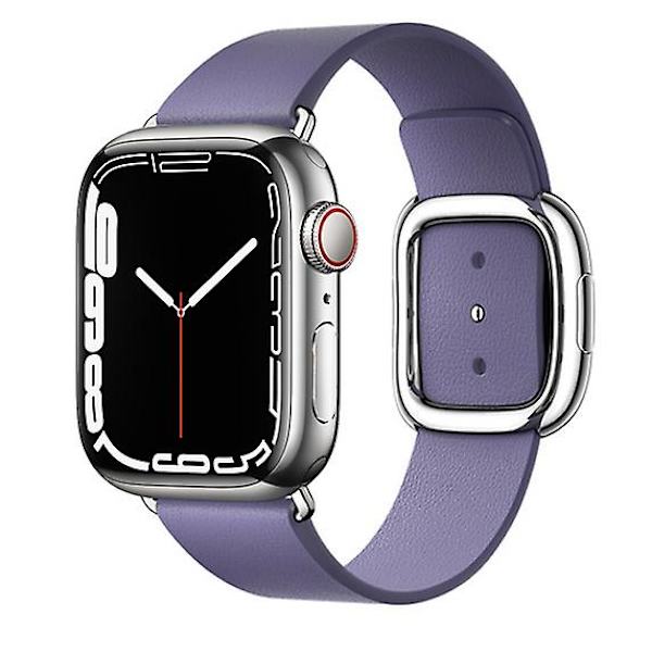 Modern Spänne Rem För Apple Watch Armband 45mm 41mmm 44mm/40mm 38 42mm 49mm Correa Läderarmband Iwatch Serie 3 6 Se 7 8 Ultra 44mm 42mm 45mm 49mm wisteria