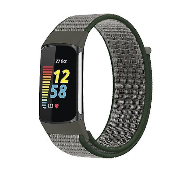 Hihna Fitbit Charge 5 -älykellolle Watch Urheilu Nylon Loop Rannekoru Ranneke Correa Pulsera Fitbit Charge 5 Band Deep olives