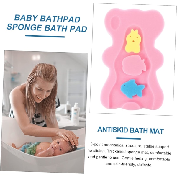 Komfortabel babybadesvampemåtte antibakteriel og skridsikker - 4,7 cm tyk, pink