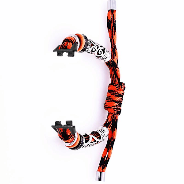 Ur armbånd med perler dekor flettet reb justerbar håndledsrem til Huawei Band 8 Black Orange Camo