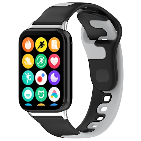 Silikoneurrem til Xiaomi Smart Band 8 Pro, dobbelt farve udskiftningsurrem Black Grey