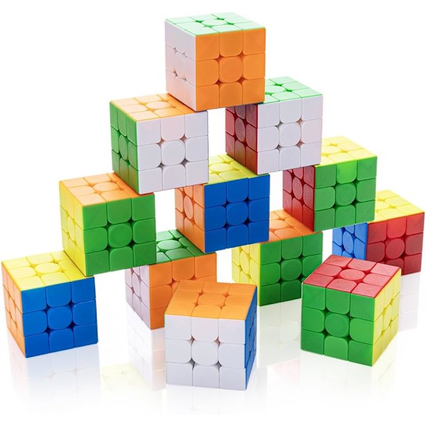 Speed Cube Sæt, Magic Cube Til Festgaver 3X3X3 Stickerless Magic Cube Gave Til Børn 12 Pak