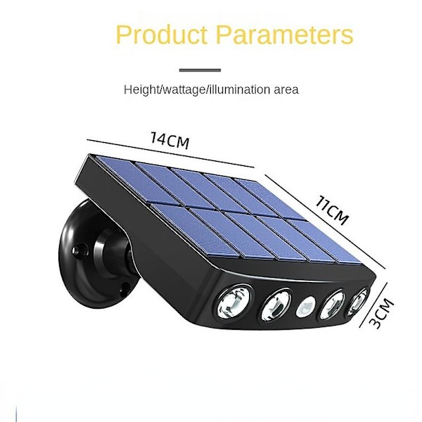 Solar Led Vägglampa Utomhus Rörelsesensor Vattentät Ip65 White Warm Light