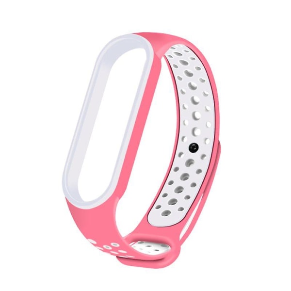 För Mi Band 5 Silikonrem Bälte Vattentätt Andas Slitstarkt Armband Pink  wihite