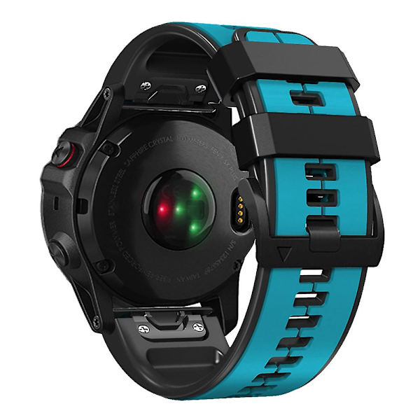 Silikonarmband för Garmin Tactix 7 Pro/Fenix 7X/Fenix 6X Pro, 26 mm, ersättningsarmband för smartklocka, tvåfärgat Sky Blue Black
