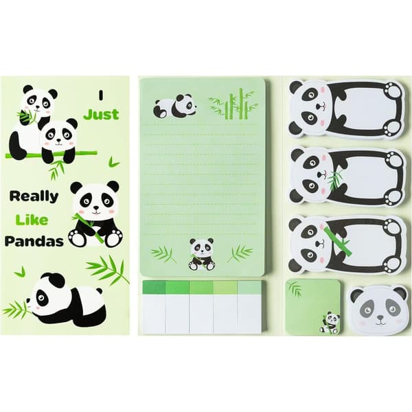 Notesblok - Selvklæbende notesæt 550 ark (Panda)