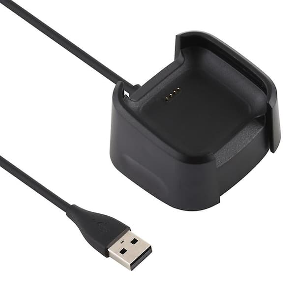Til Fitbit Versa 2 Oplader Opladningsdock Base Stativholder med 1m Opladningskabel (Sort)