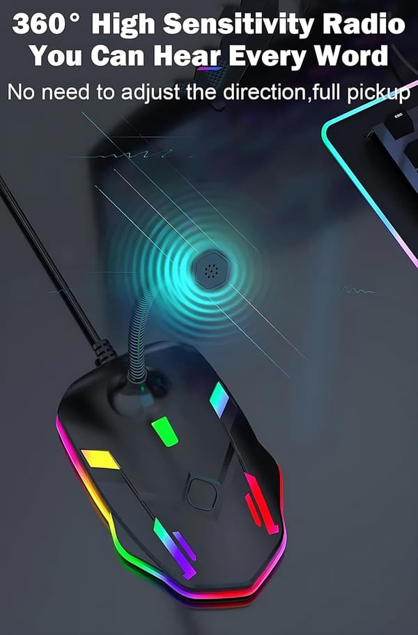 Skrivbordsmikrofon USB med mute-knapp och RGB-ljus