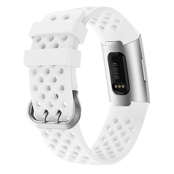 Til Fitbit Charge 3 / 4 Hul firkantet silikone rem White