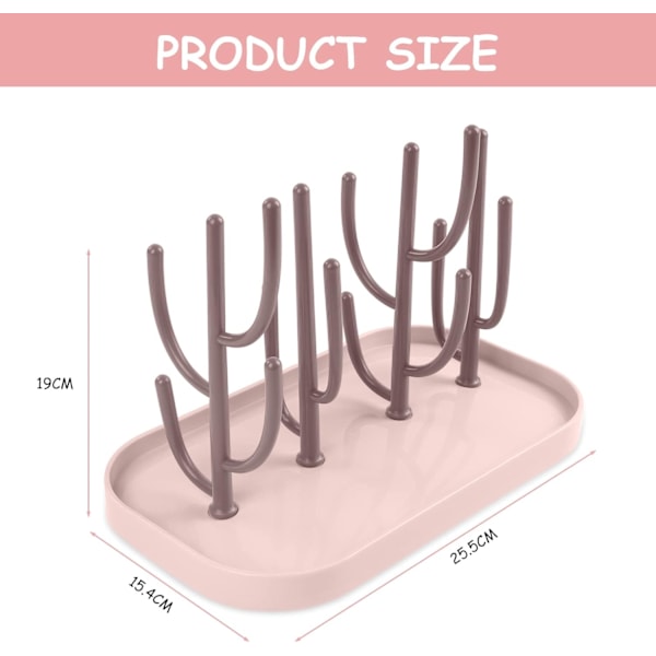 Pladsbesparende flaskeholder med kaktus-inspireret design og base - Holder flere flasker (Pink)