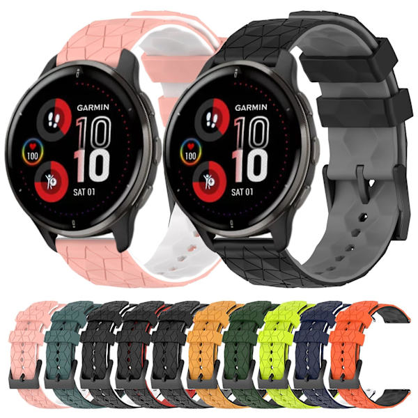 To-fargets silikonrem for Garmin Venu 2 Plus