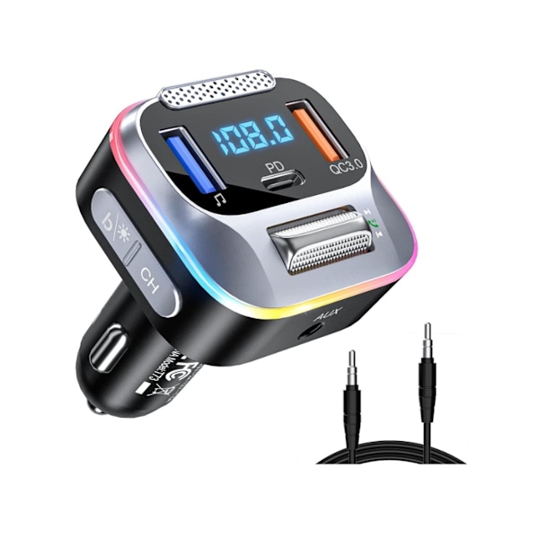 Bil FM-sändare Bluetooth 5.0 Billaddare Pdqc3.0 Musikadapter För Radio Aux Bluetooth P