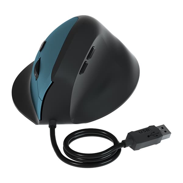 Ergonomisk vertikal mus, 1600Dpi stille knapp USB-ledning (blå)