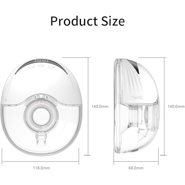 Handsfree Bröstpump Bärbar Elektrisk Bröstpump Lättviktig Med LED-Display 4 Lägen Vit 1 St