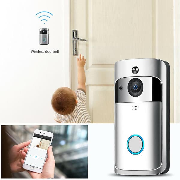 Smart trådløs Wifi Ring Dørklokke Sikkerhedsintercom Kamera Dørklokke White